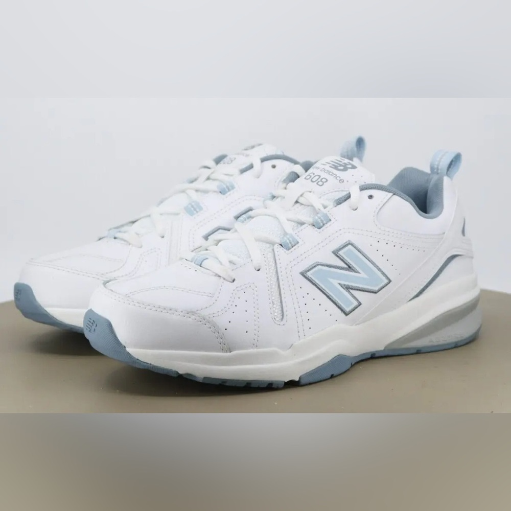 New Balance White and Light Blue Women's Sneakers